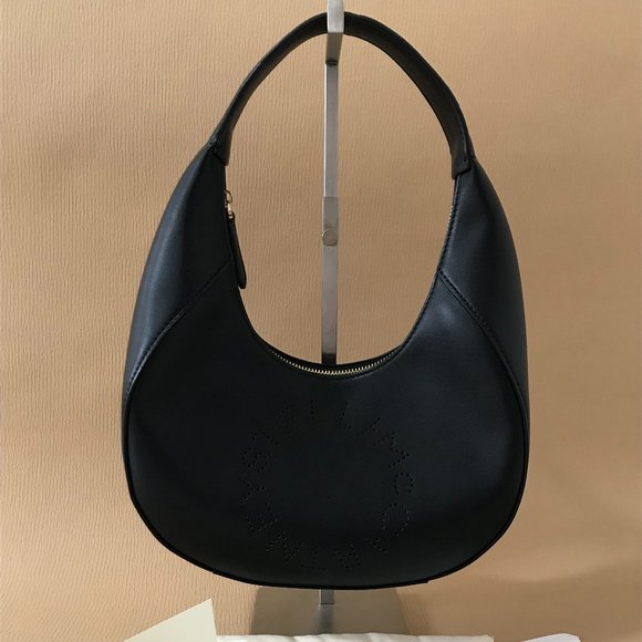NWT: STELLA MCCARTNEY | Small Logo Hobo Shoulder Bag Color:  BLACK - Picture 2 of 13